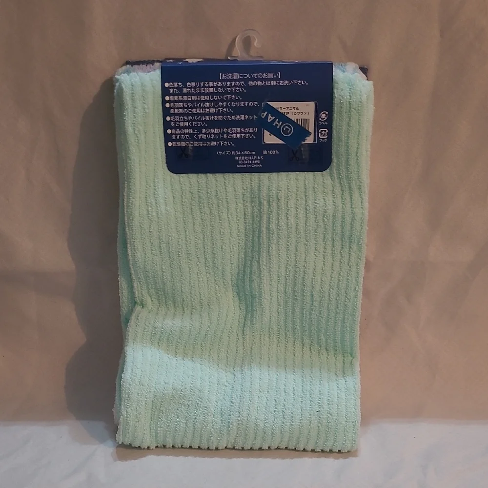 NWT Soft Cotton Hand Towel Set Blue/White,Cute Summer Friends Design From Japan